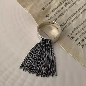 Elegant Silver Tassel Ring